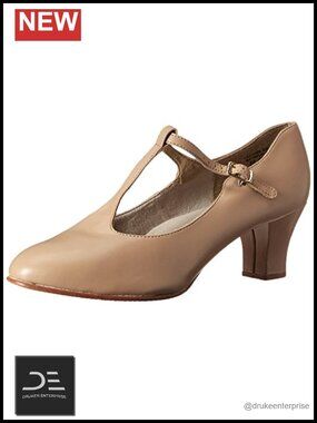 Women's T-Strap Dance Shoes with Buckle, Closed Toe
